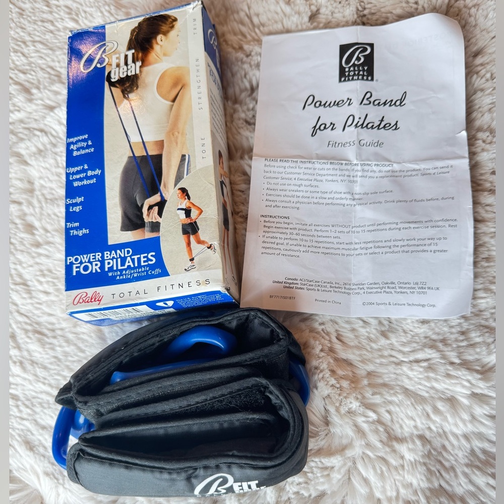Bally B Fit Gear Power Band Pilates w/adj Ankle/Wrist Cuffs & Fitness Guide